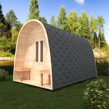 Fasssauna / Gartensauna / Banja / Viking 4,0 m mit Balkon und Vorraum